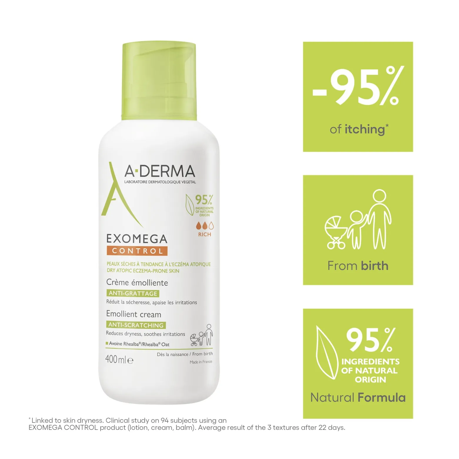 A-Derma Exomega Control Emollient Cream 400ml (13.53floz)