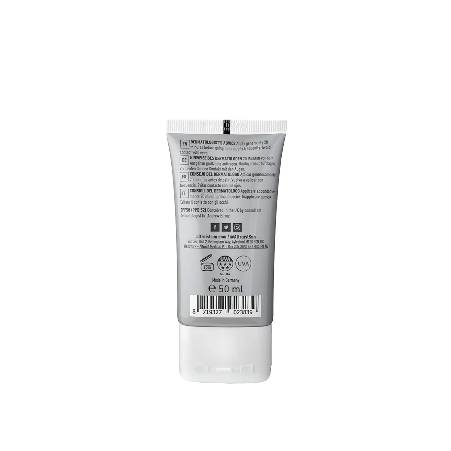 Altruist Face Fluid Sunscreen SPF50 50ml (1.7floz)