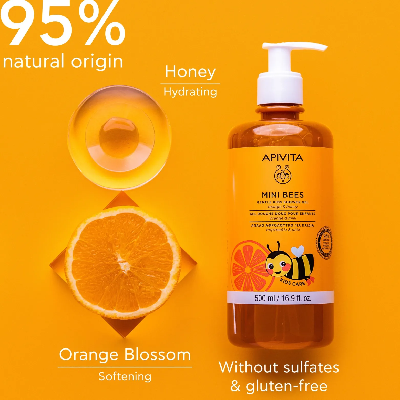 APIVITA Mini Bees Gentle Kids Shower Gel 500ml (16.9floz)
