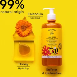 APIVITA Mini Bees Gentle Kids Hair & Body Wash Calendula & Honey 500ml (16.9floz)