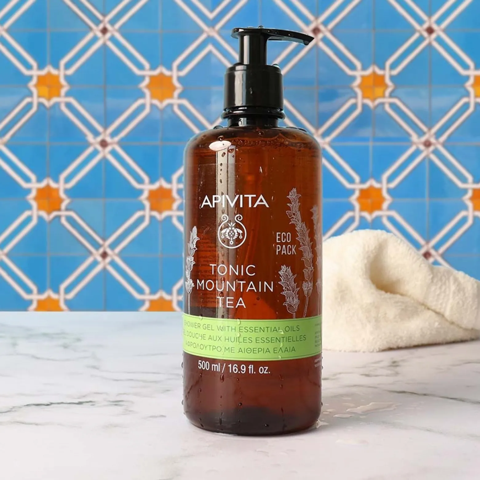APIVITA Tonic Mountain Tea Shower Gel Essential Oils 500ml (16.91floz)