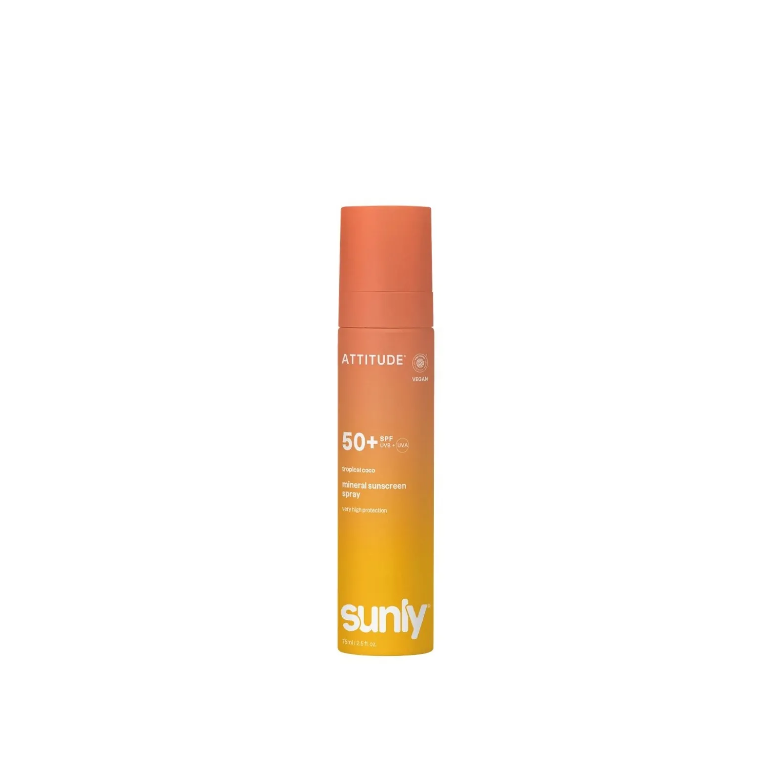 ATTITUDE Sunly Mineral Sunscreen Spray SPF50+ Tropical Coco 75ml (2.5floz)