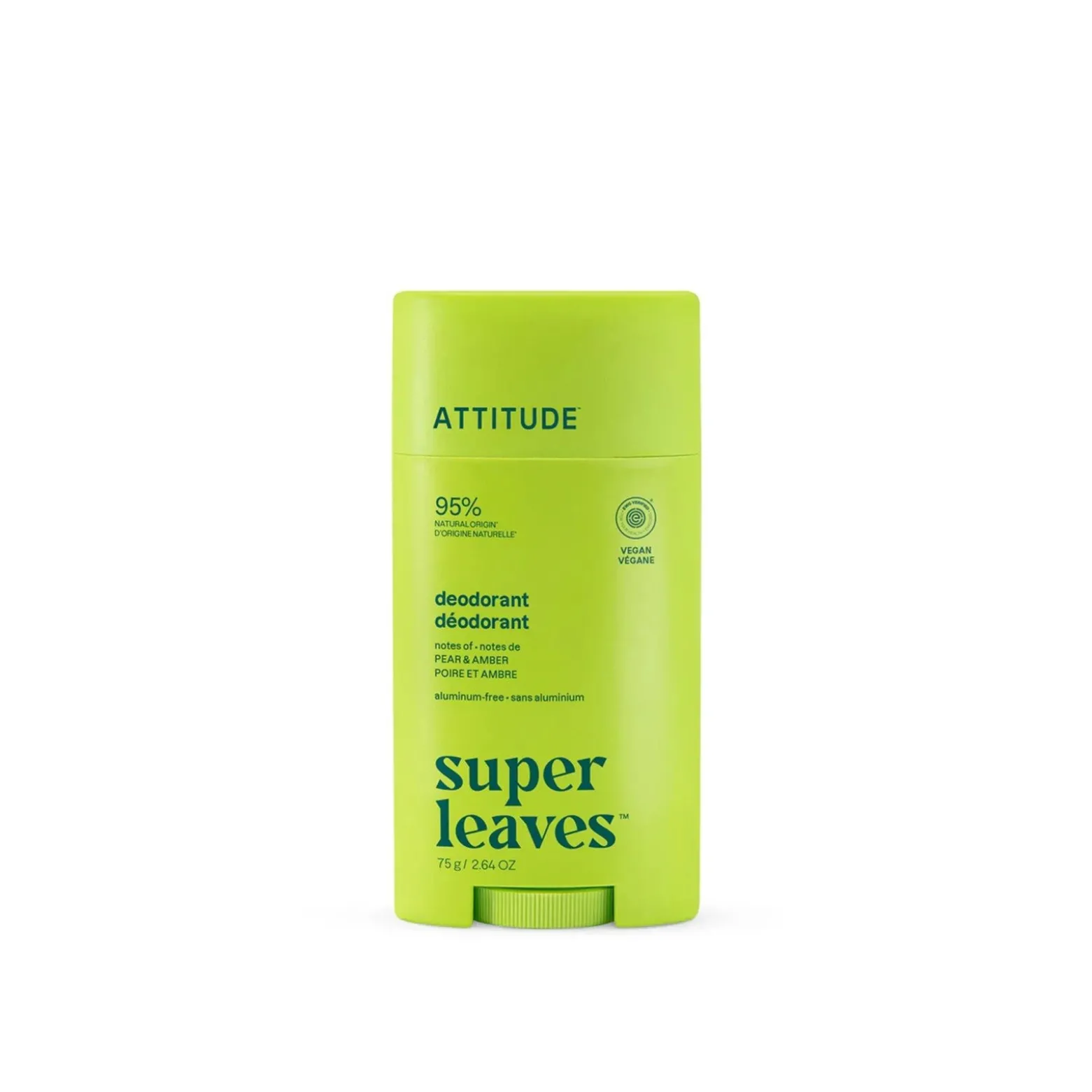 ATTITUDE Super Leaves Deodorant Aluminum-Free Pear & Amber 75g (2.64oz)