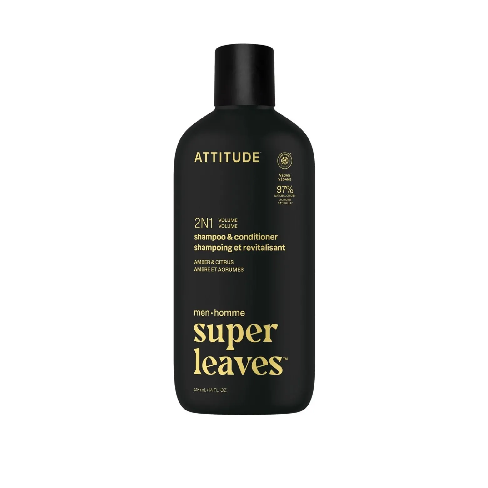 ATTITUDE Super Leaves Men 2-In-1 Shampoo & Conditioner Volume Amber & Citrus 415ml (14floz)