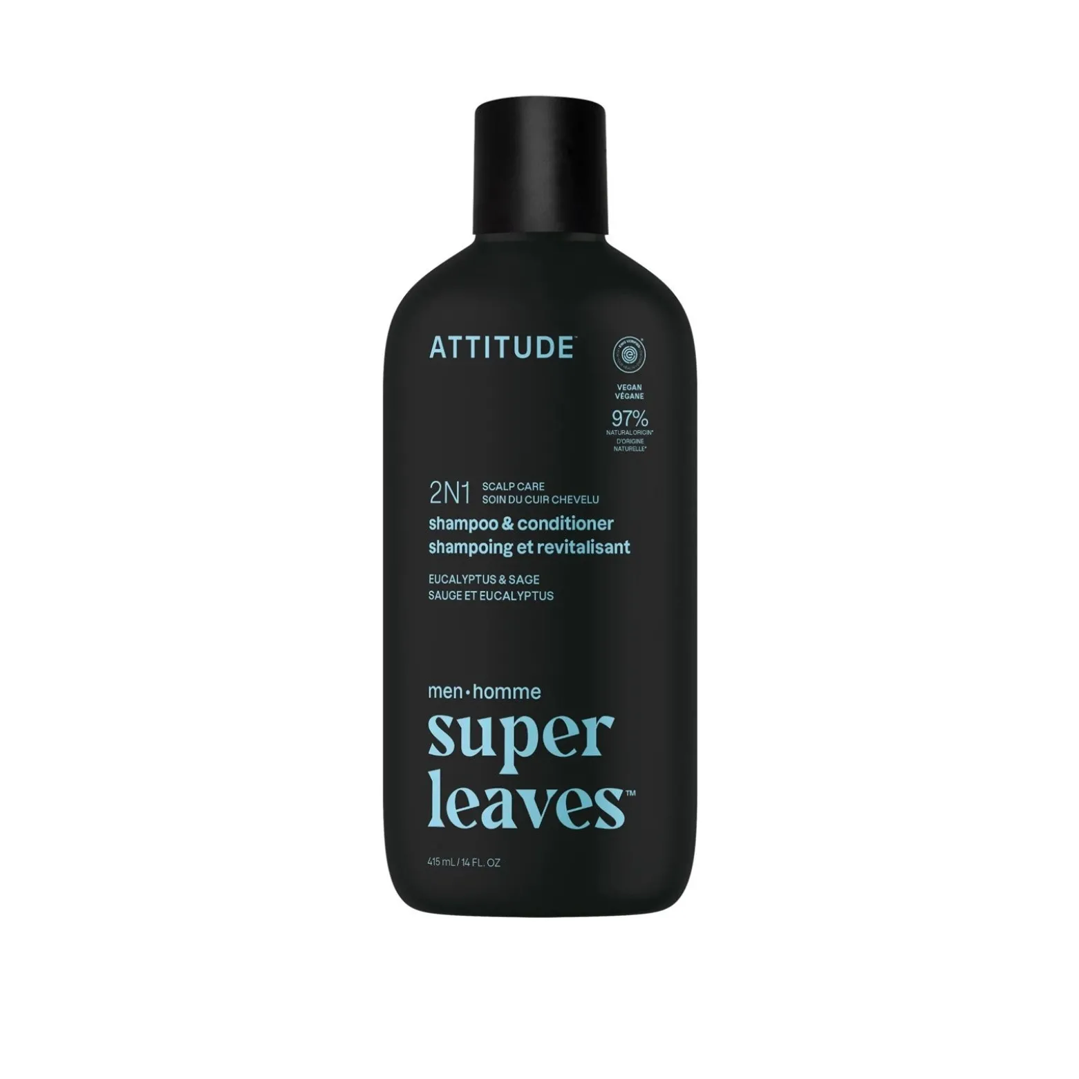 ATTITUDE Super Leaves Men 2-In-1 Shampoo & Conditioner Scalp Care Eucalyptus & Sage 415ml (14floz)