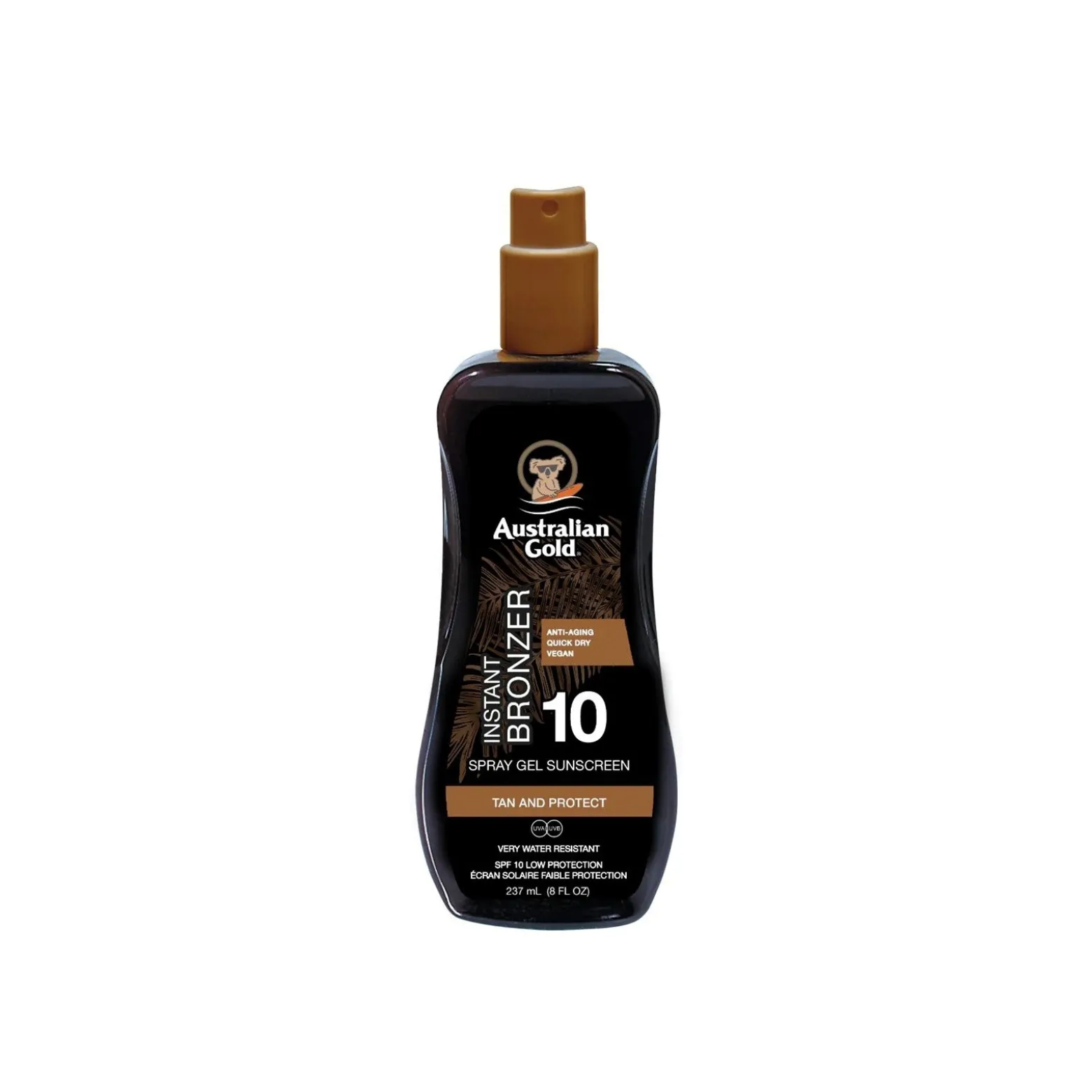 Australian Gold Instant Bronzer Spray Gel Sunscreen SPF10 237ml (8floz)