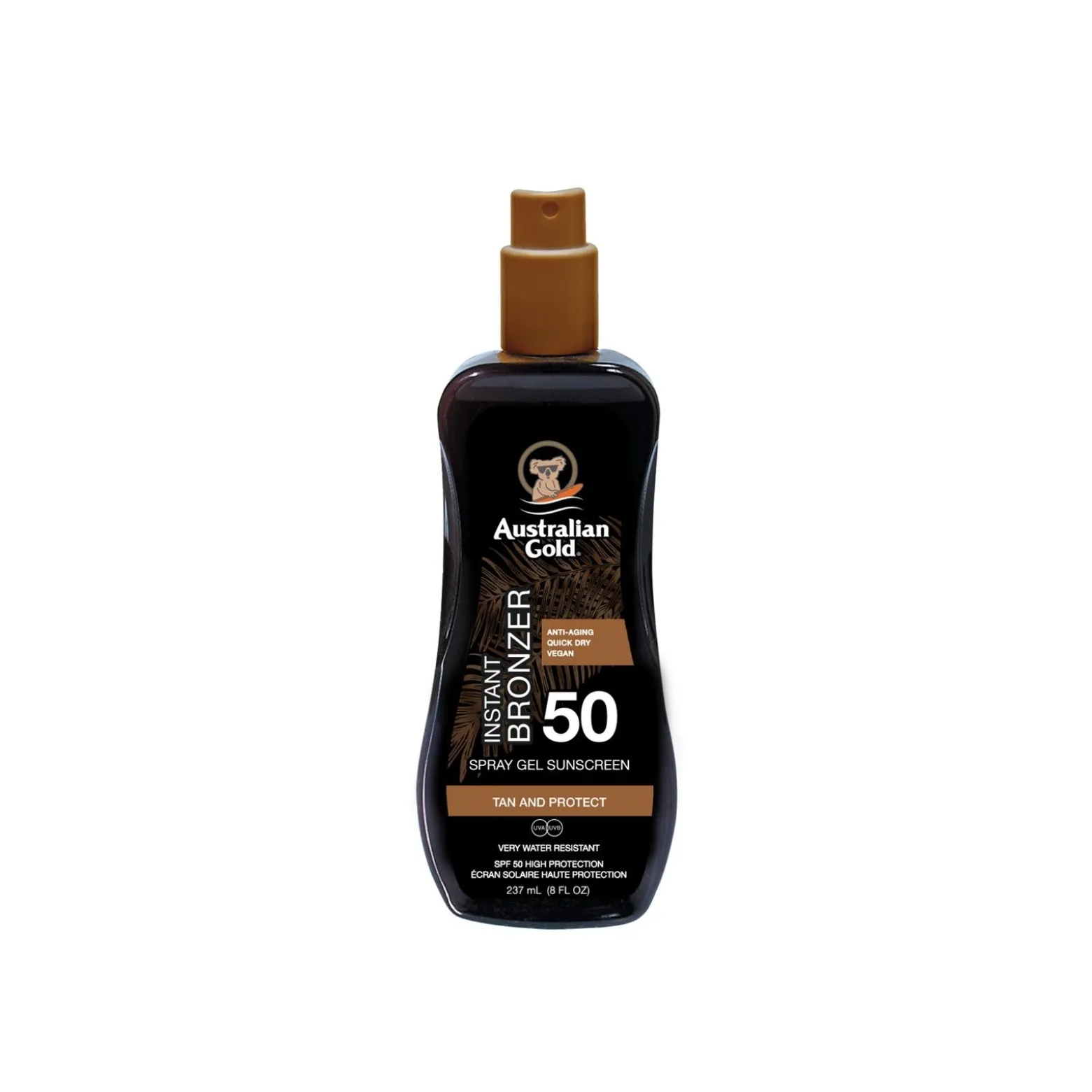 Australian Gold Instant Bronzer Spray Gel Sunscreen SPF50 237ml (8.01floz)