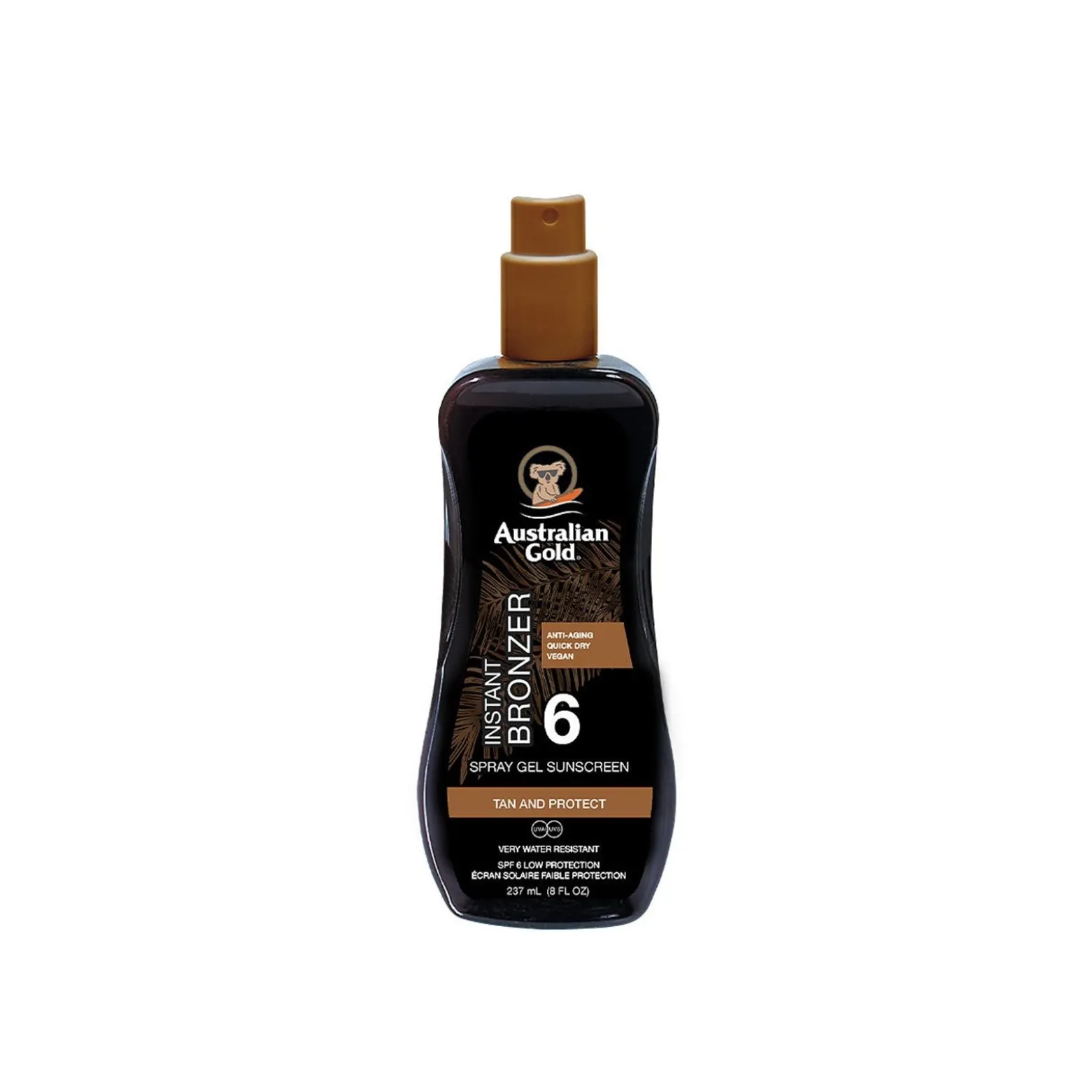 Australian Gold Instant Bronzer Spray Gel Sunscreen SPF6 237ml (8floz)