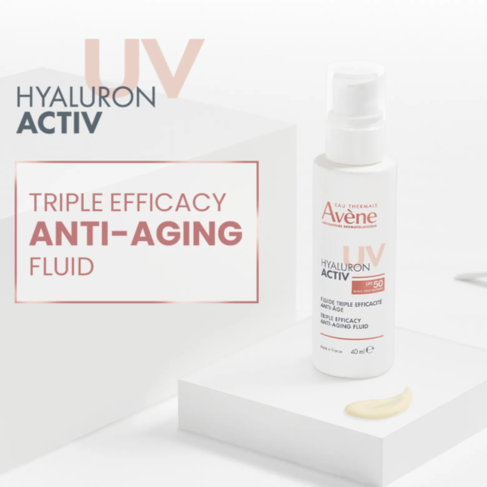 Avène Hyaluron Activ UV Triple Efficacy Anti-Aging Fluid SPF50 40ml (1.35floz)