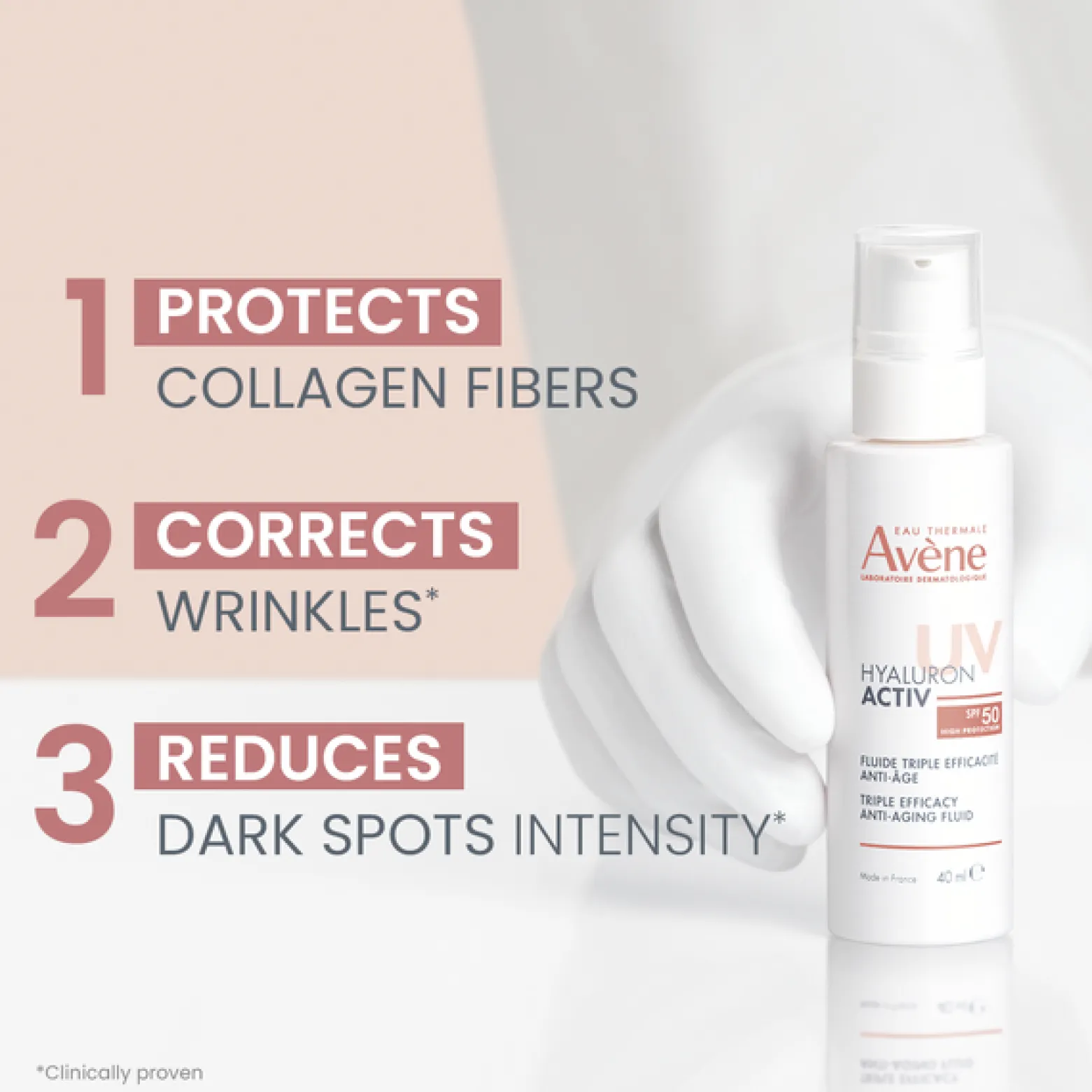 Avène Hyaluron Activ UV Triple Efficacy Anti-Aging Fluid SPF50 40ml (1.35floz)