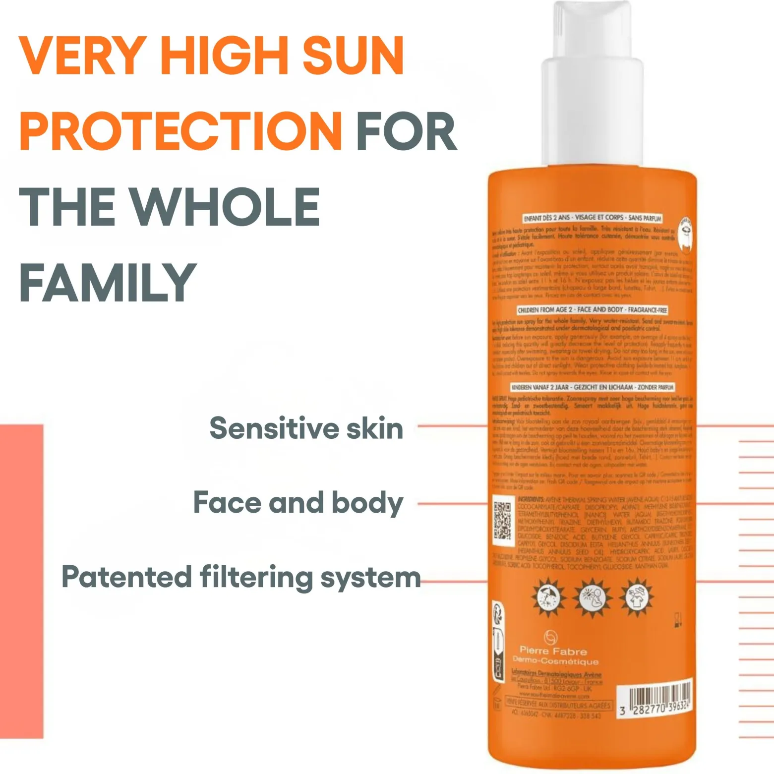 Avène Sun Very High Protection Resistant Family Spray SPF50+ Sunscreen 400ml (13.52floz)