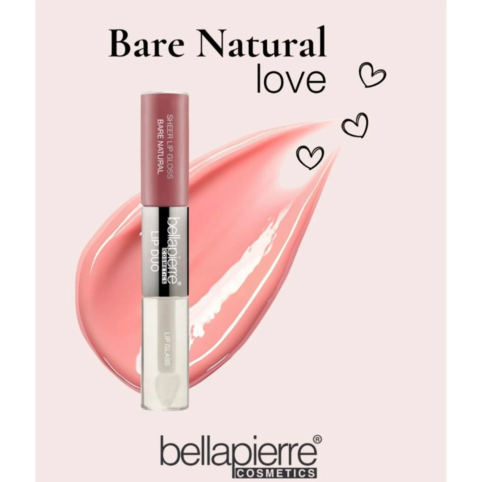 Bellapierre Cosmetics Sheer Lip Gloss & Clear Glass Duo Bare Natural 7ml (0.24floz)