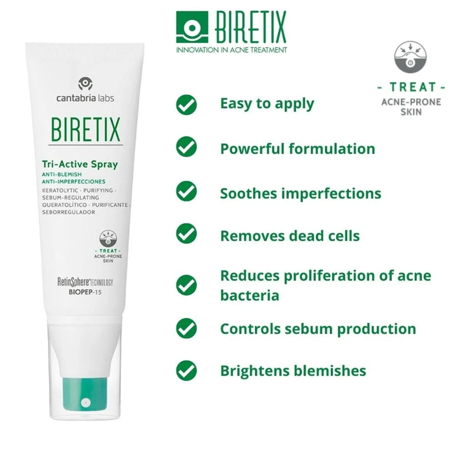 Biretix Tri-Active Spray Anti-Blemish Body Acne 100ml (3.38floz)