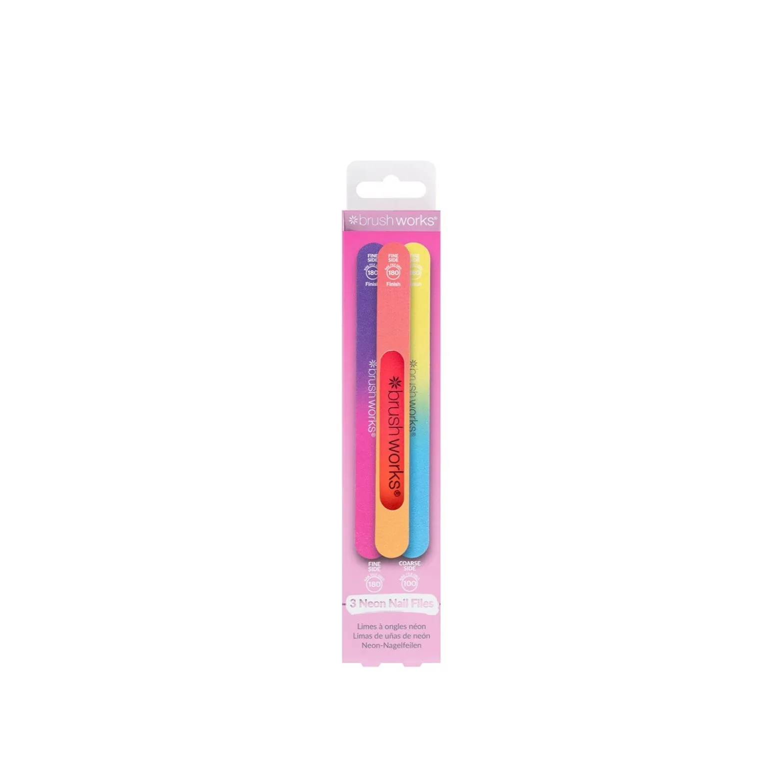 Brushworks Neon Nail Files x3