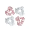 Brushworks Satin Scrunchies Pink/White x4