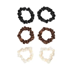 Brushworks Skinny Satin Scrunchies x6