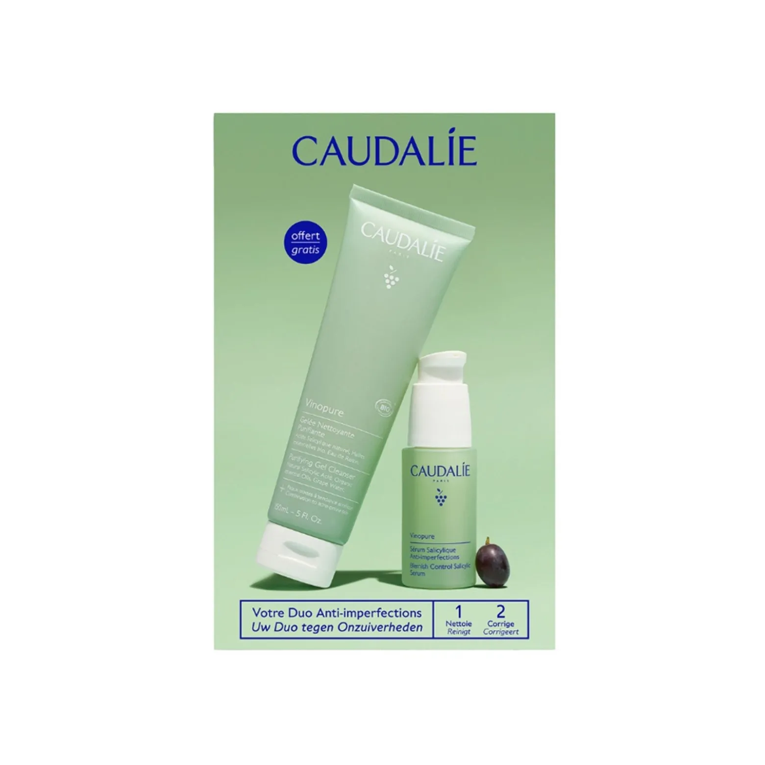 Caudalie Vinopure Blemish Control Salicylic Serum 30ml + Vinopure Purifying Gel Cleanser 150ml