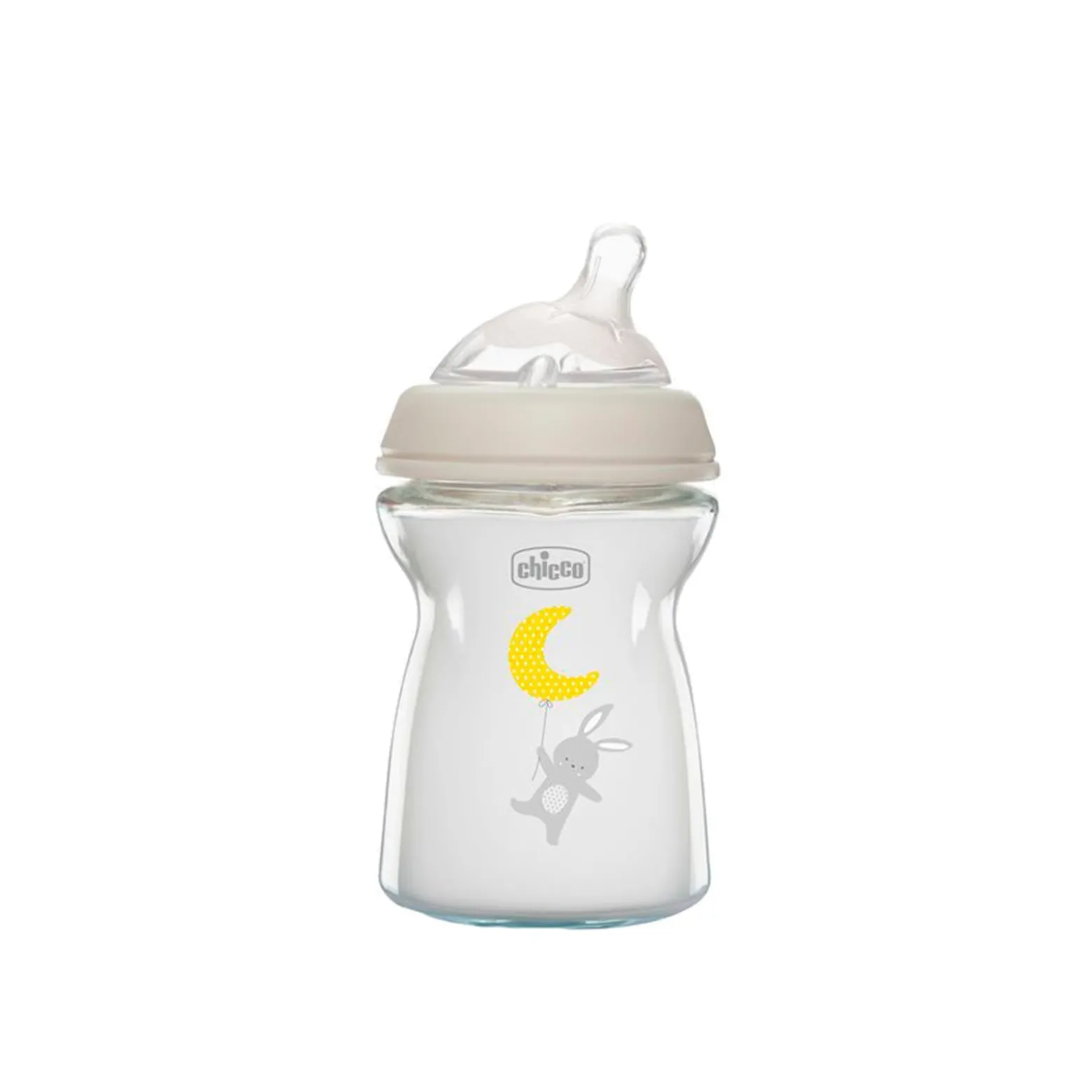 Chicco Natural Feeling Slow Flow Glass Bottle 0m+ Beige 250ml (9floz)