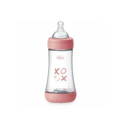 Chicco Perfect 5 Intui-Flow System Baby BPA-Free Plastic Bottle Medium Flow 2m+ Pink 240ml (8floz)