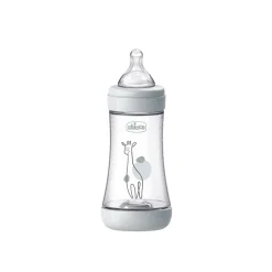 Chicco Perfect 5 Intui-Flow System Baby BPA-Free Plastic Bottle Medium Flow 2m+ Grey 240ml (8floz)