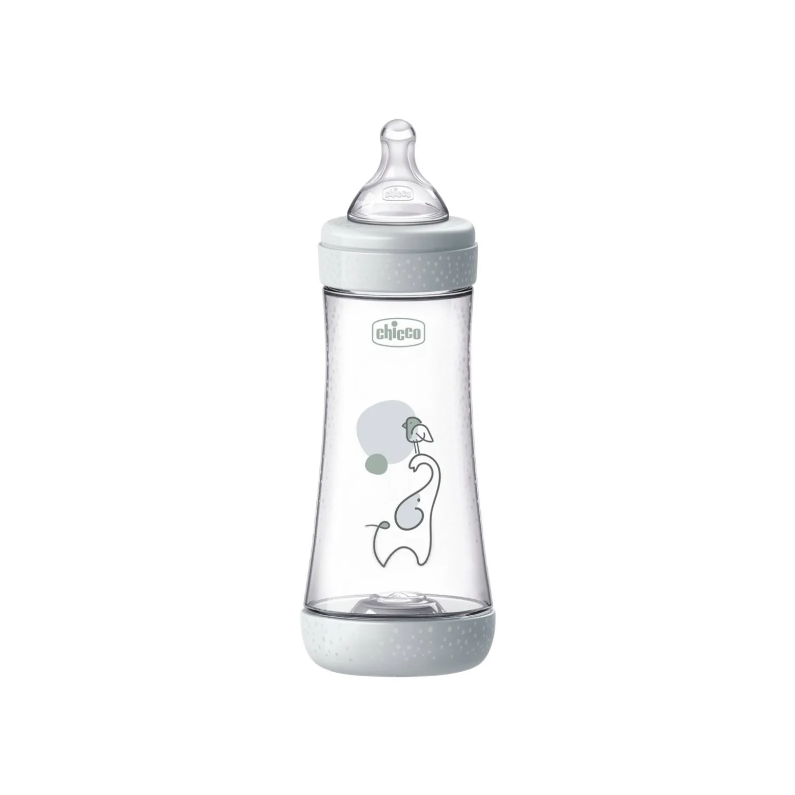 Chicco Perfect 5 Intui-Flow System Baby BPA-Free Plastic Bottle Fast Flow 4m+ Grey 300ml (10floz)