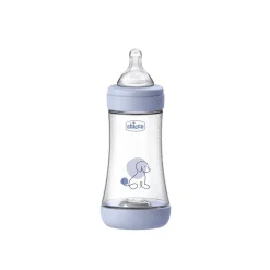 Chicco Perfect 5 Intui-Flow System Baby BPA-Free Plastic Bottle Medium Flow 2m+ Blue 240ml (8floz)
