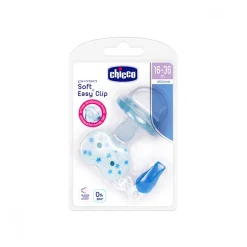 Chicco Physio Soft Silicone Pacifier + Easy Clip 16-36m Blue