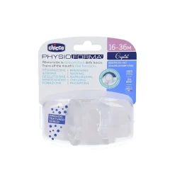 Chicco PhysioForma Crystal Silicone Pacifier 16-36m Transparent x2