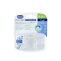 Chicco PhysioForma Crystal Silicone Pacifier 6-16m Transparent x2