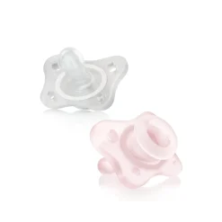 Chicco PhysioForma Mini Soft Silicone Pacifier 0-2m White/Pink x2
