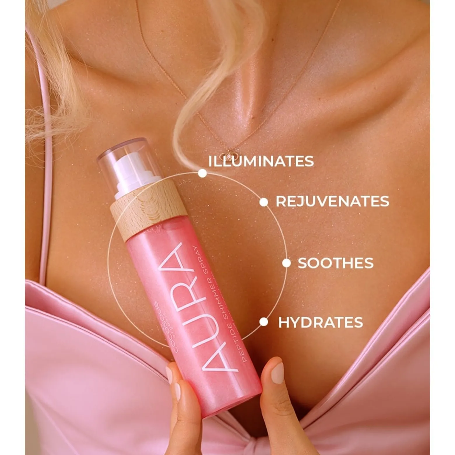 COCOSOLIS Aura Peptide Shimmer Spray Pink 100ml (3.38floz)