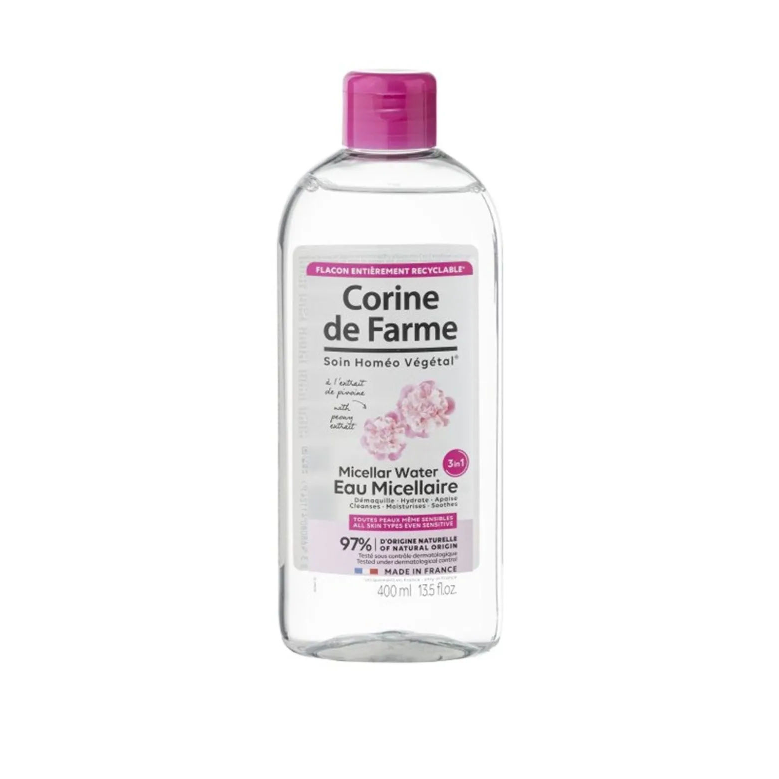 Corine de Farme 3-In-1 Micellar Water with Peony Extract 400ml (13.5floz)