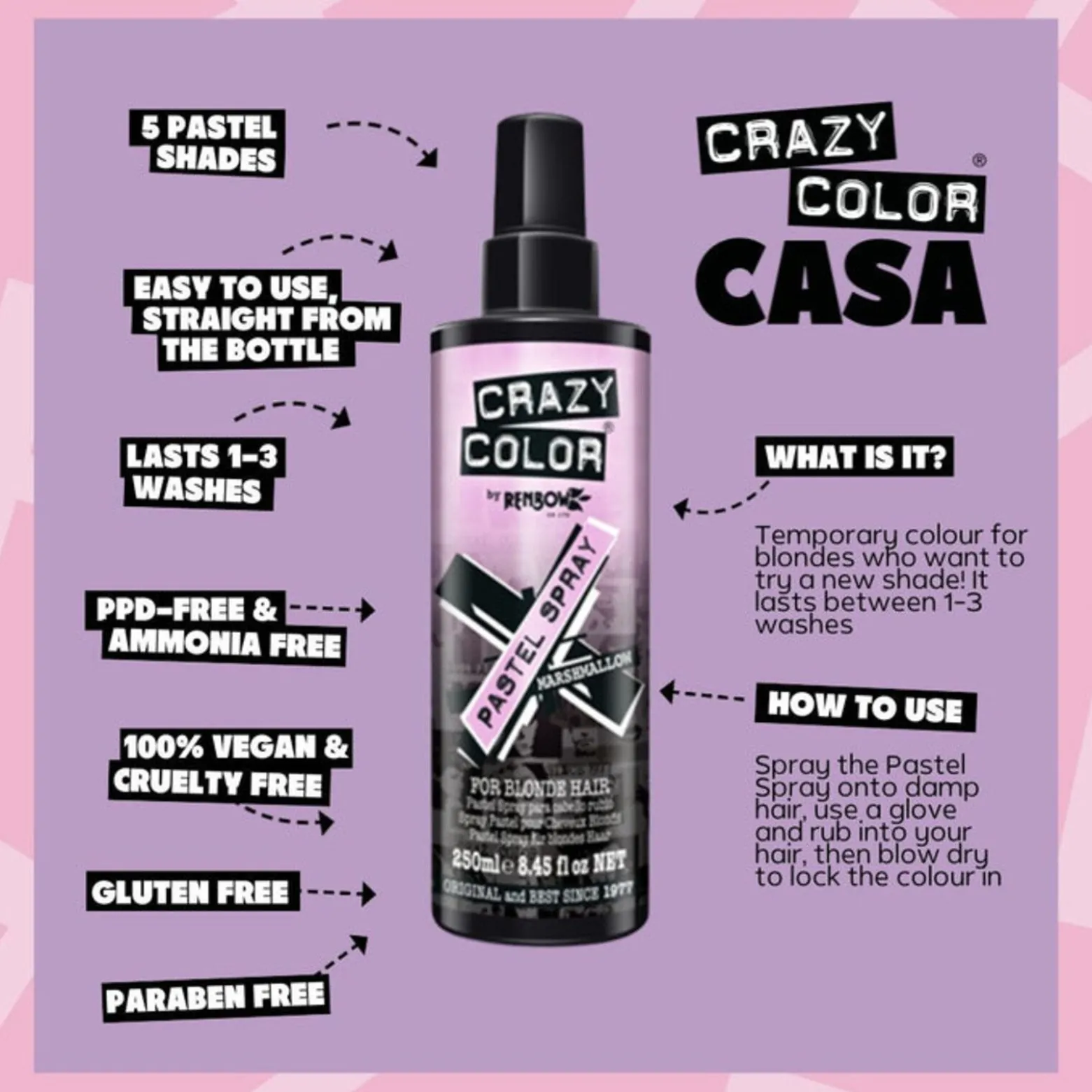Crazy Color Pastel Spray Marshmallow 250ml (8.45floz)