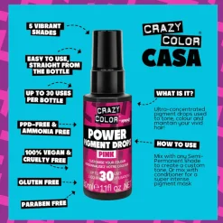 Crazy Color Power Pigment Drops Pink 30ml (1.1floz)