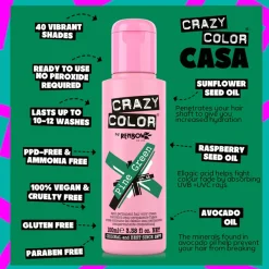 Crazy Color Semi-Permanent Hair Color Cream 46 Pine Green 100ml (3.38floz)