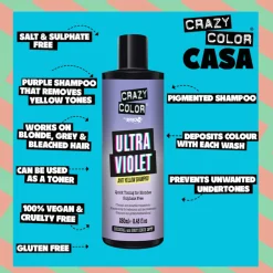 Crazy Color Ultra Violet Anti Yellow Shampoo 250ml (8.45floz)