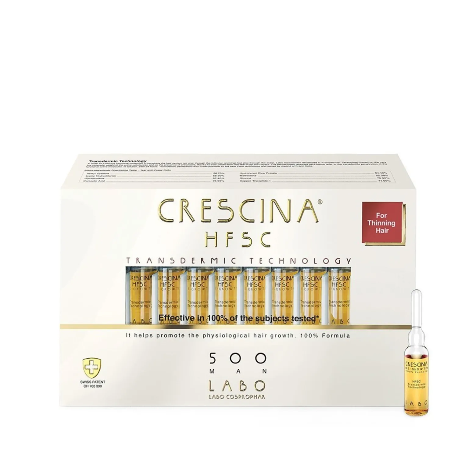 Crescina HFSC Transdermic 500 Man Ampoules 3.5ml x20 (20x0.12floz)