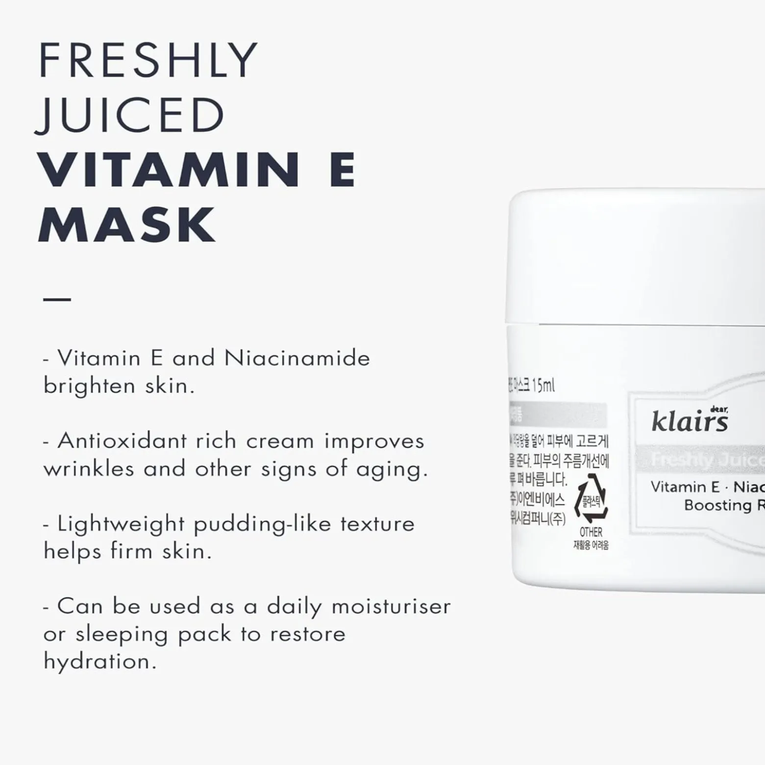 Dear, Klairs Freshly Juiced Vitamin E Mask 15g (0.52oz)
