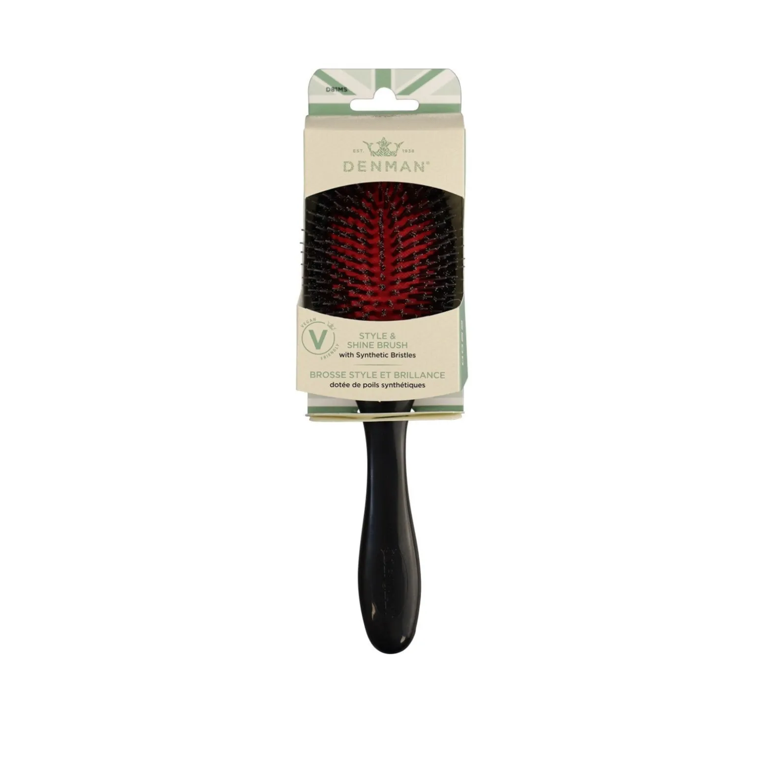 Denman D81MS Style & Shine Brush With Synthetic Bristles Black