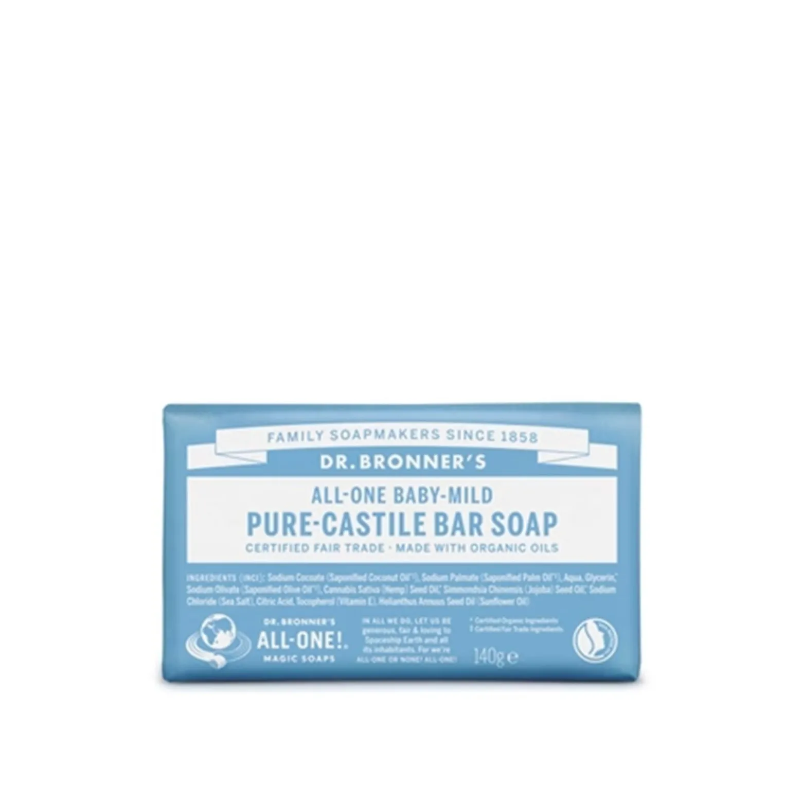 Dr. Bronner's All-One Pure-Castile Bar Soap Baby-Mild 140g (4.93oz)