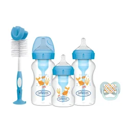 Dr. Brown's Options+ Anti-Colic Wide-Neck BPA-Free Plastic Blue Bottle Gift Set