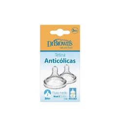 Dr. Brown's Options+ Medium Flow Wide-Neck Baby Bottle Silicone Nipple 3m+ x2