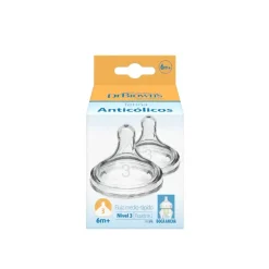 Dr. Brown's Options+ Medium-Fast Flow Wide-Neck Bottle Silicone Nipple 6m+ x2