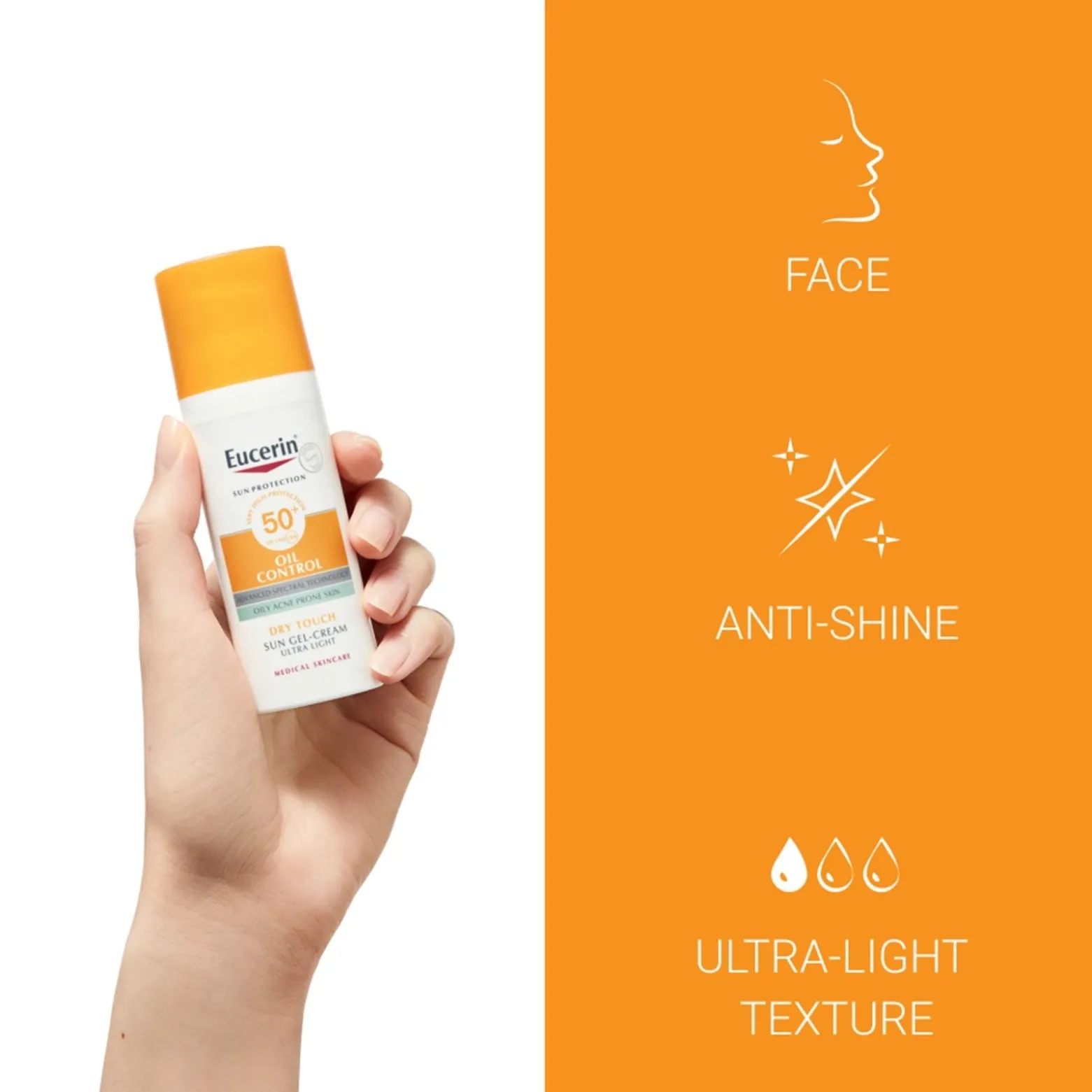 Eucerin Oil Control Sun Gel-Cream Dry Touch SPF50+ Sunscreen 50ml (1.69floz)