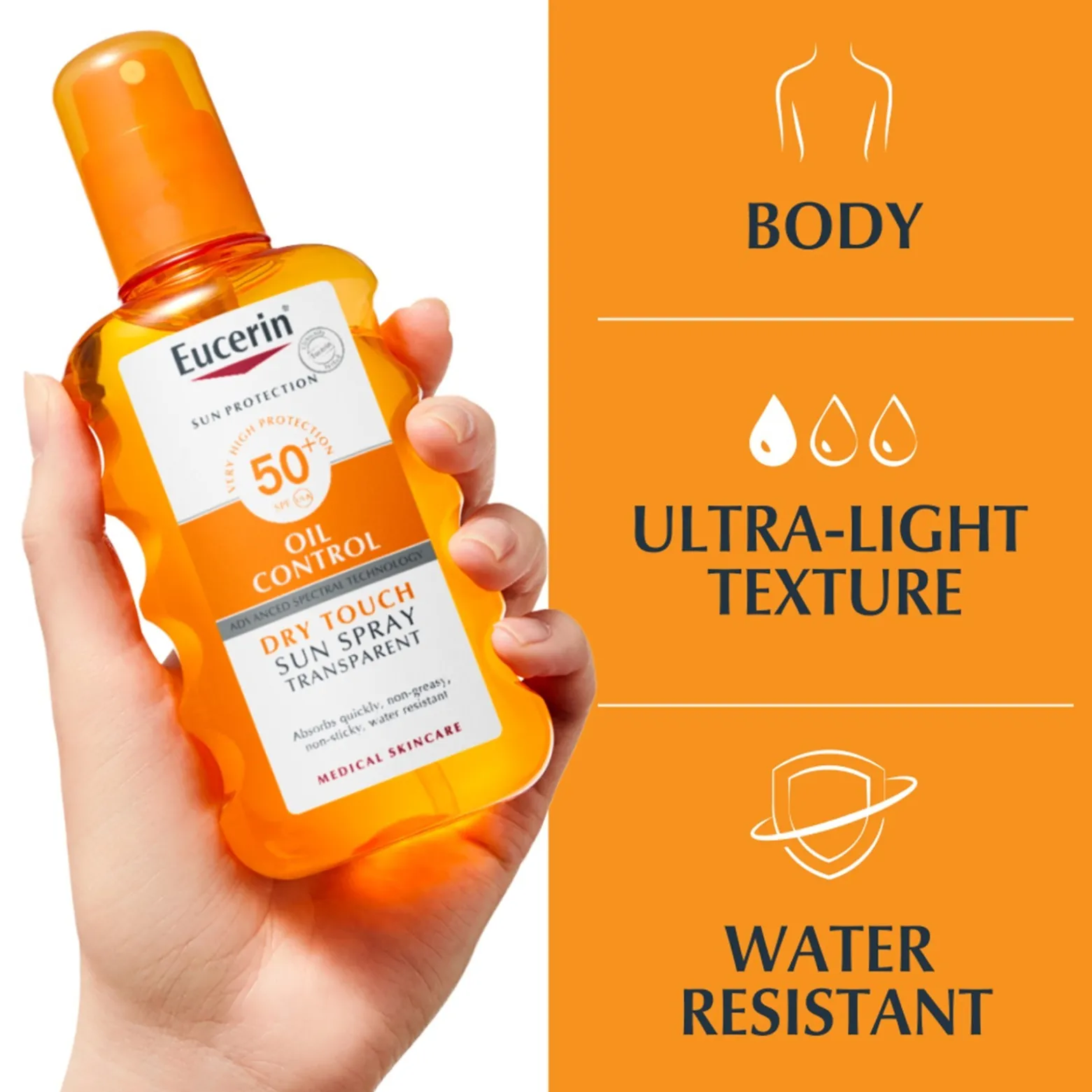 Eucerin Sun Oil Control Dry Touch Sun Spray Transparent SPF50+ Sunscreen 200ml (6.76floz)