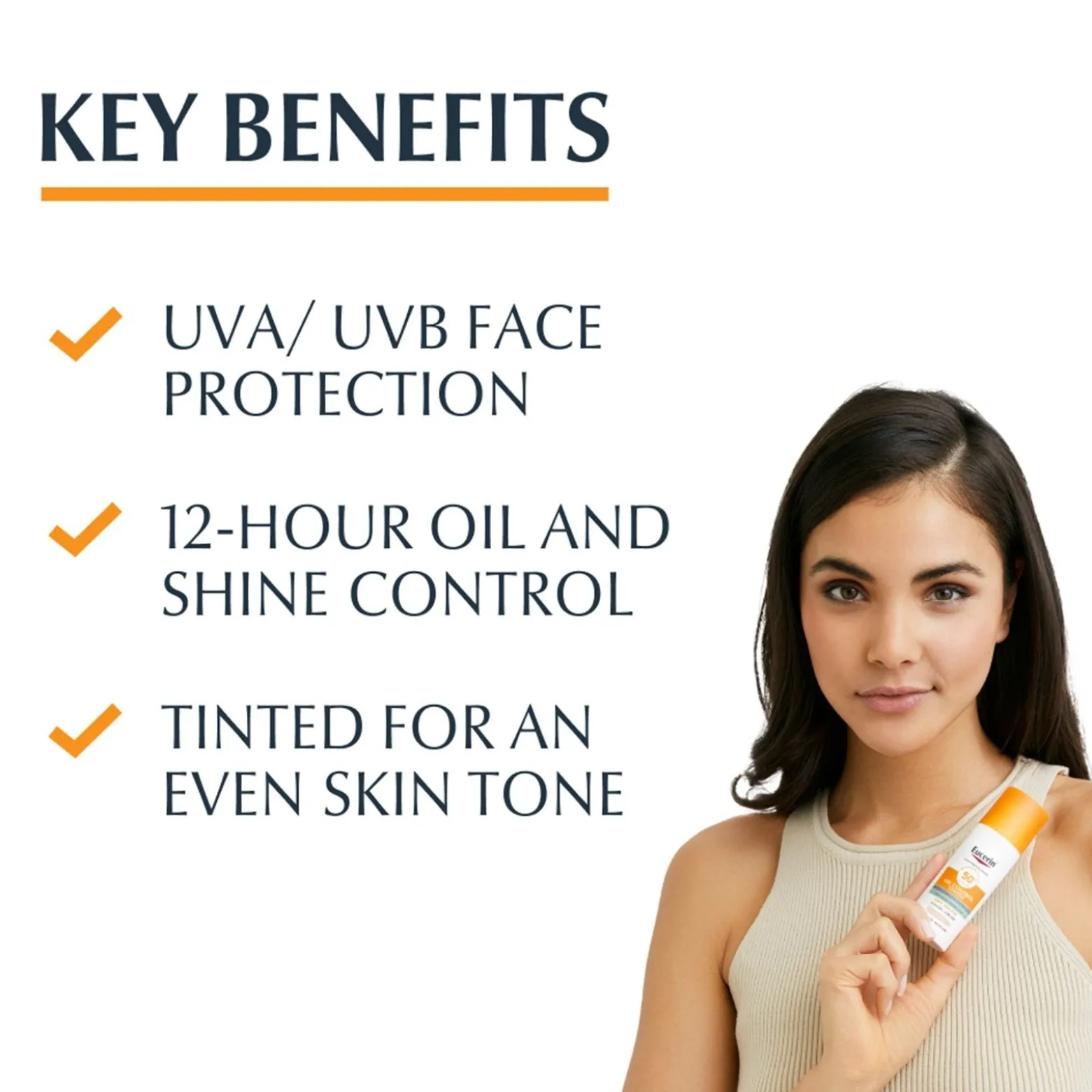 Eucerin Sun Oil Control Tinted Gel-Cream Dry Touch SPF50+ Medium Sunscreen 50ml (1.69floz)