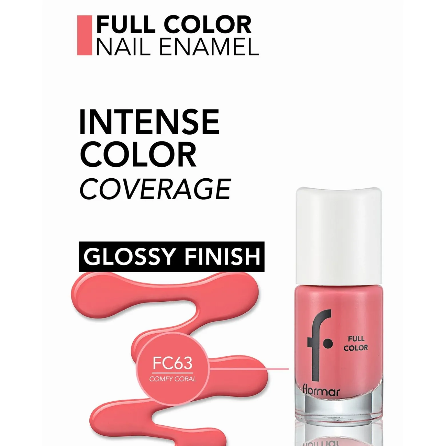 Flormar Full Color Nail Enamel 63 Comfy Coral 8ml (0.27floz)