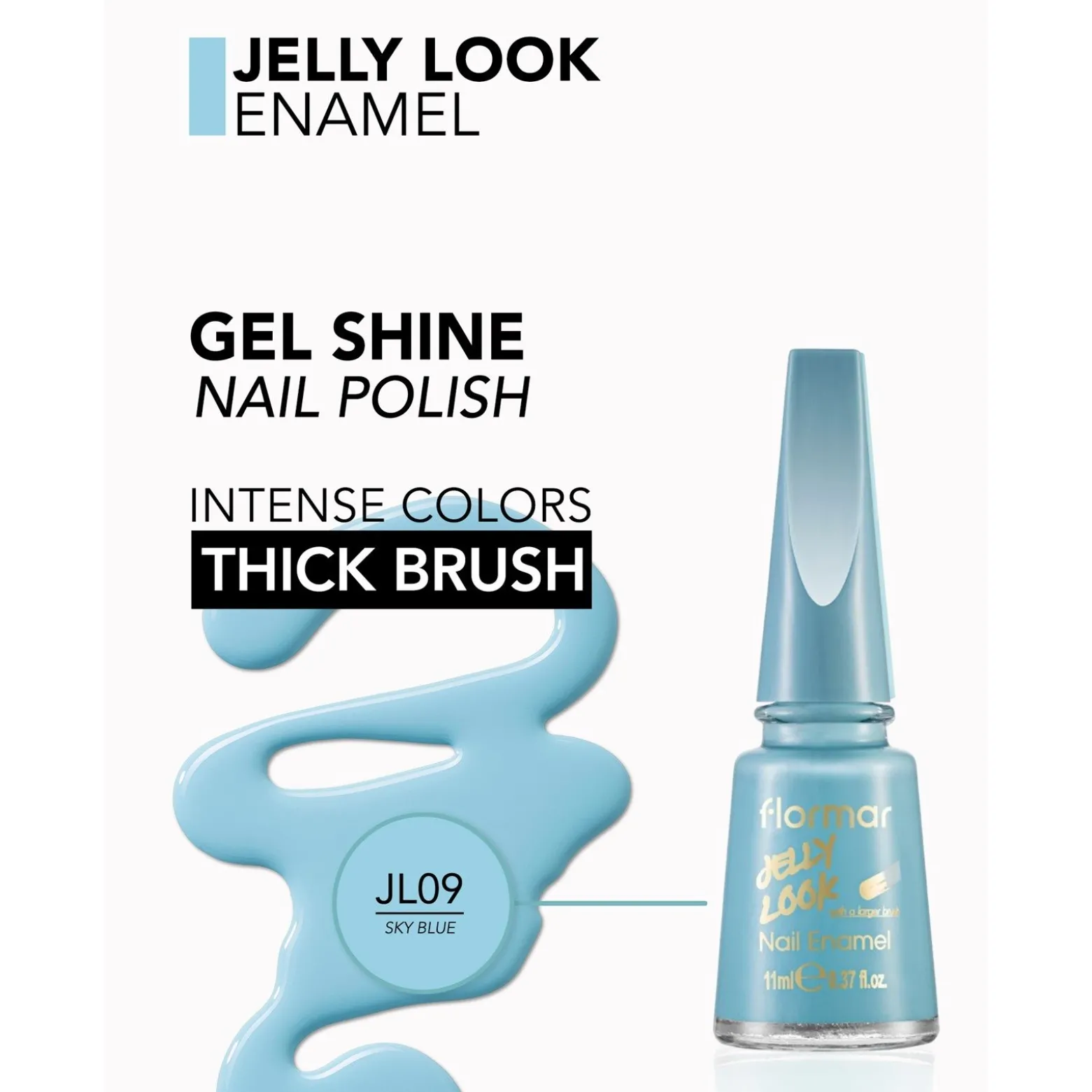 Flormar Jelly Look Nail Enamel 09 Sky Blue 11ml (0.37floz)