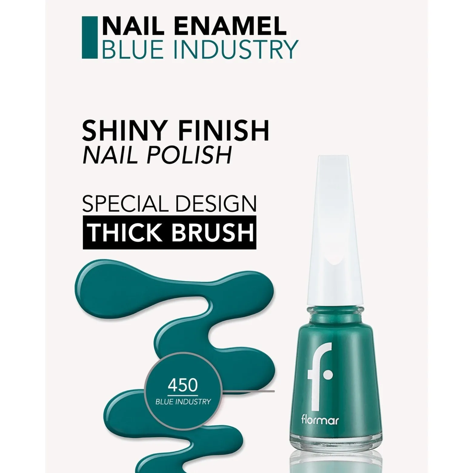 Flormar Nail Enamel 450 Blue Industry 11ml (0.37floz)