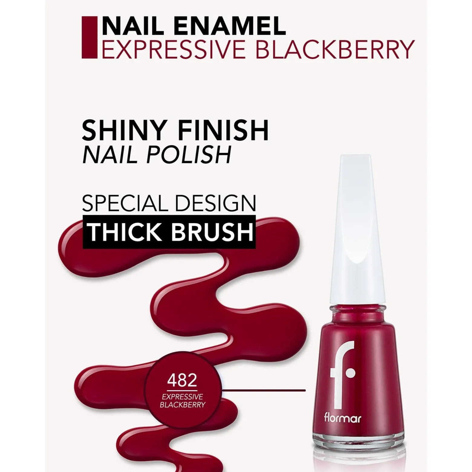Flormar Nail Enamel 482 Expressive Blackberry 11ml (0.37floz)